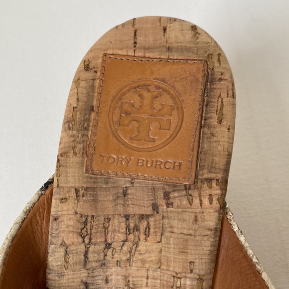 Tory Burch Faux Snakeskin Thong Wedge Platform Sandals - Size 10 - Picture 3 of 10